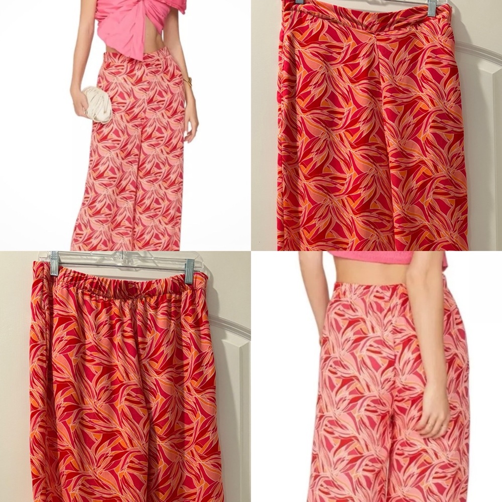 Ashley Park International Red and Pink Patterned Pants